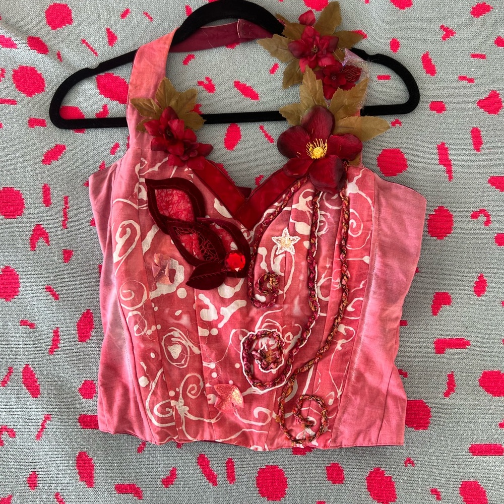 American Vintage Pink Floral Embellished Tank Top